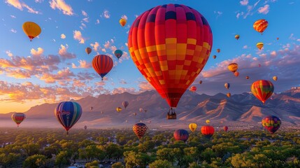 Naklejka premium Spectacular Colorful Hot Air Balloons at Albuquerque International Balloon Fiesta