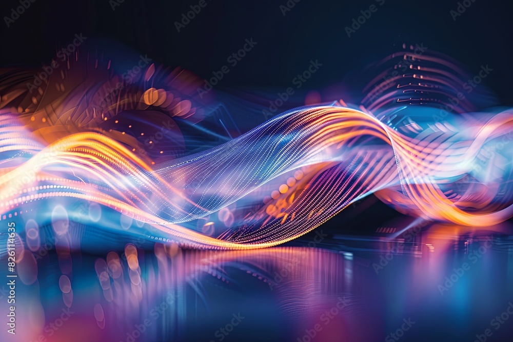 Poster a wave of light captured in motion, creating a blurred effect