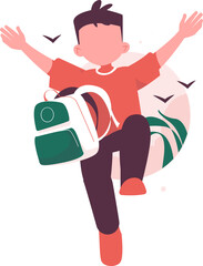 School kid character vector illustration