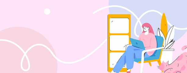 Home indoor character scene flat vector concept operation hand drawn illustration
