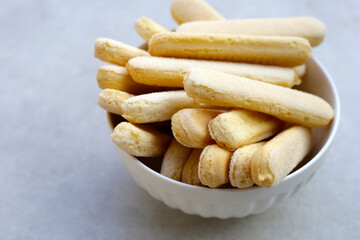 Sponge finger cookies, Italian savoiardi biscuit snack
