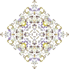 Abstract geometric triangle kaleidoscope mandala pixel art design symbol - symmetric vector art pattern from colored triangles. 8-bit.