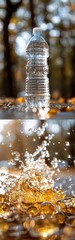A sports water bottle sits on top of a table in a digital art piece.