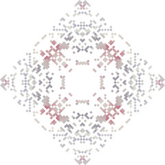 Abstract geometric triangle kaleidoscope mandala pixel art design symbol - symmetric vector art pattern from colored triangles. 8-bit.