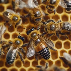 Busy Bees Vibrant Wildlife Close-Up  High-Quality Microstock Photo