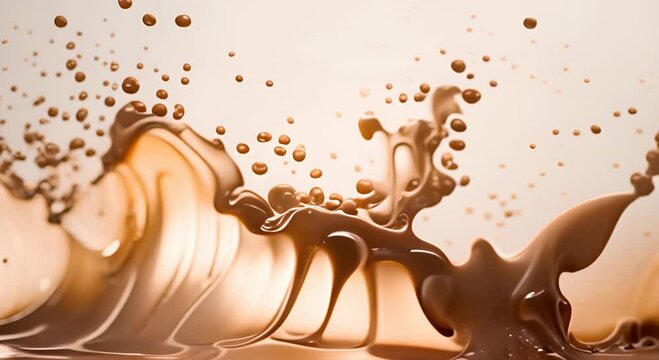 Brown cream coffee liquid swirl splash with little foundation bubbles