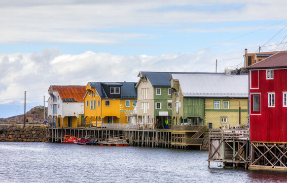 Characteristic Houses on the Pier in the Small, Charming Fishing Village of Nyksund in Vesteralen, Norway