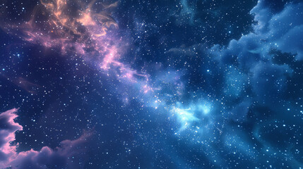 Naklejka premium Vibrant starry sky with nebula in deep space scenery