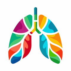 Colorful lungs illustration on white background with font and eyewear