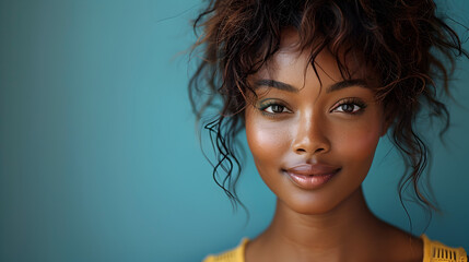 portrait of black woman blue wallpaper background
