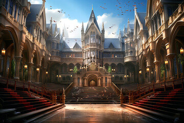 Fototapeta premium Wide-angle shot of the graduation venue.