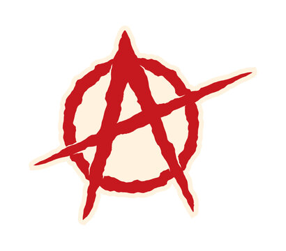 Vector anarchy symbol, red circle with capital letter. Isolated on white background