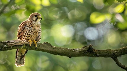 Obraz premium Male Common Kestrel perched on a tree limb