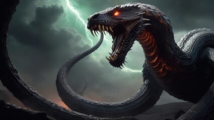 creature of legend in the swirling chaos of a cosmic storm raw power and dark