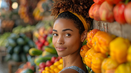 portrait of black woman at marketplace