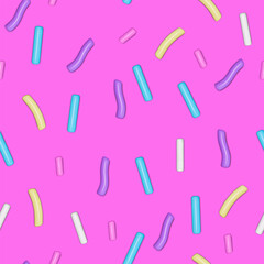 Realistic 3D sprinkles colorful design seamless pattern
