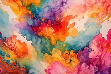 Abstract watercolor paint background illustration - Set collection of rainbow colors, soft pastel color with liquid fluid marbled paper texture banner texture, 