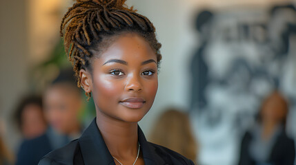 portrait of black woman with business clothes