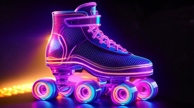 Neon roller skates. Disco on roller skates.	