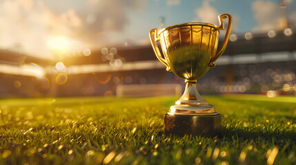 Golden trophy with football elements