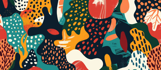 Abstract colorful pattern with hand shapes, vector illustration in the flat design style with a mix of natural and geometric patterns