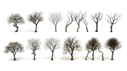 Fototapeta premium set of trees on white background UHD wallpaper
