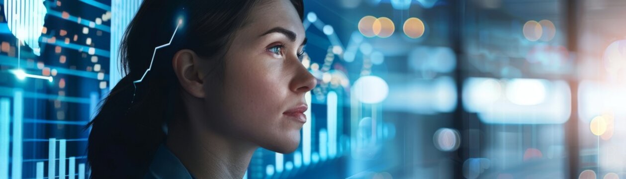 zadumchivaia devushka smotrit v okno na nochnoi gorod