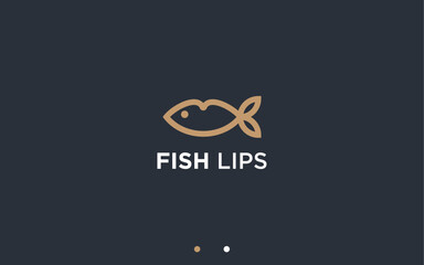 lips with fish logo design vector silhouette illustration