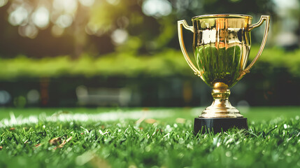 Golden trophy with football elements