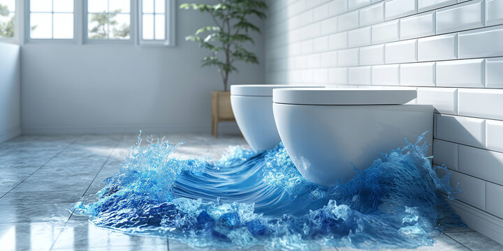 Toilette mit blauem Wasser