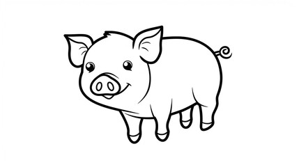 Cute cartoon pig on white background