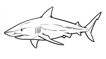 Fototapeta premium A hand-drawn vector illustration of a shark on white background