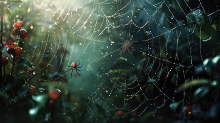 Spiderweb capturing insects