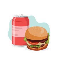 Burger with cold drink stock illustration