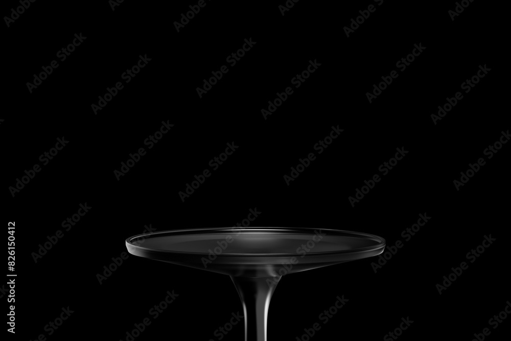 Aufkleber Clear glass podium stand pedestal presentation display on 3d black background platform mockup product showcase abstract light modern stage empty dark advertising backdrop luxury place elegant studio.