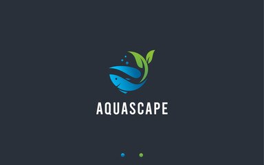 Aquaponics logo design vector silhouette illustration