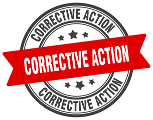 corrective action stamp. corrective action label on transparent background. round sign