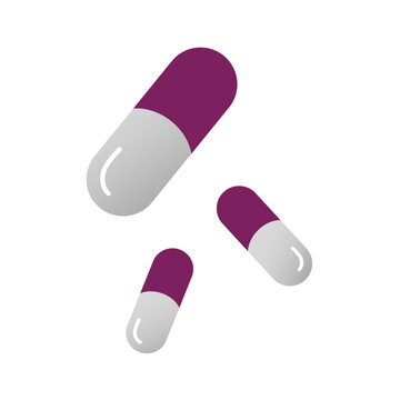 Icon of sleeping pills. Dormitive tablets. Cartoon illustration, flat design. Capsules Isolated on white