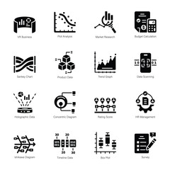 Bundle of Data Statistics Solid Icons 

