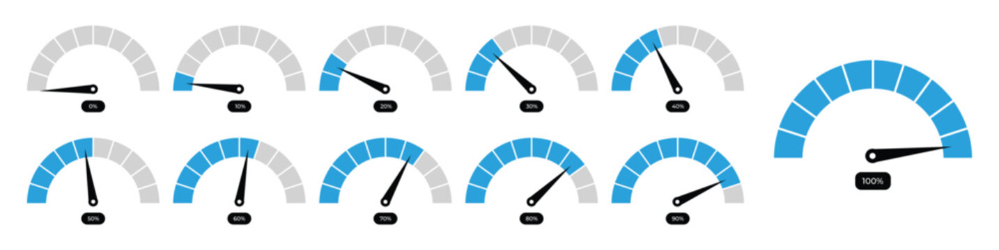 Percentage Speedometers icon set illustration eps