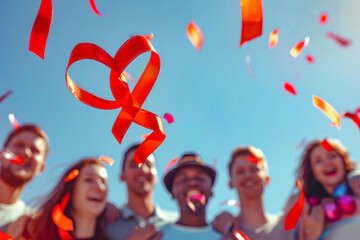 United for Awareness: Youth with Red Ribbons on World AIDS Day