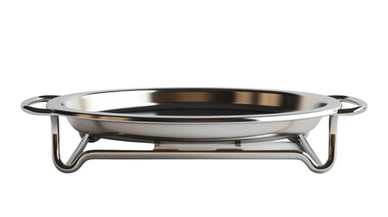 A stainless steel bowl placed on a stand, showcasing its modern design and functionality