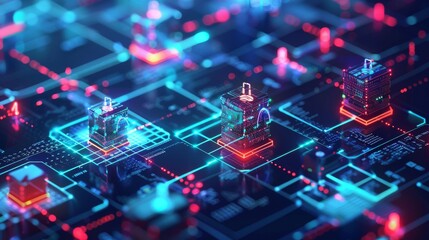 secure data fortress with layered defenses encrypted pathways and advanced biometric security