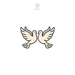 Pair of Dove Icon symbol vector illustration isolated on white background