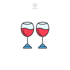 Wine Glasses Icon symbol vector illustration isolated on white background
