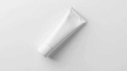 white blank mockup of a cosmetic tube on a white background