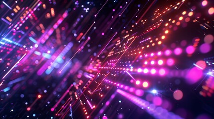 neon light tubes forming intricate patterns or symbols of futuristic technology