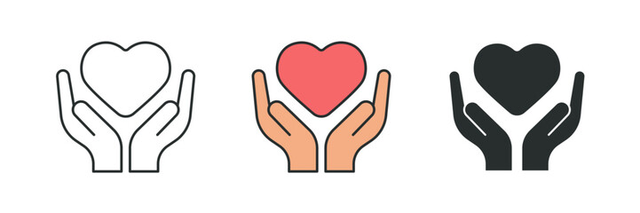 Heart in Hands Icon symbol vector illustration isolated on white background