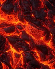 Lava illustration. Molten rock from a volcano. Flows down the mountainside, glowing hotly the power of nature.