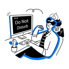 Handy doodle mini illustration of poor concentration 